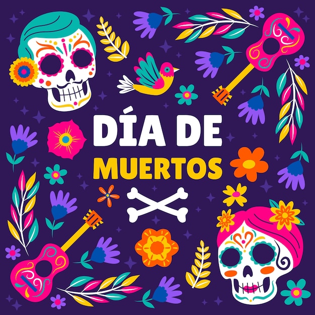 Vecteur gratuit illustration plate dia de muertos