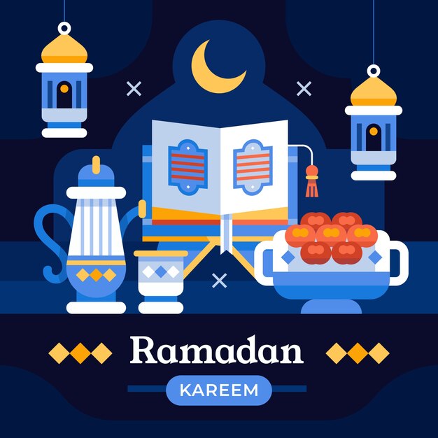 Illustration plate du ramadan avec une mosquée arabe