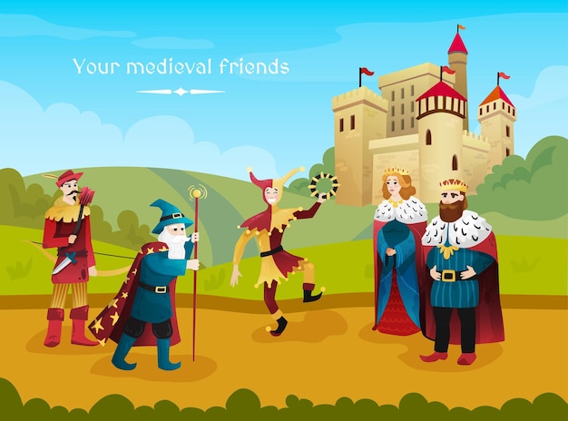 Vecteur gratuit illustration plate du royaume médiéval