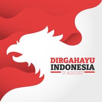 Illustration plate de la fête de l'indépendance de l'indonésie avec la silhouette de l'aigle