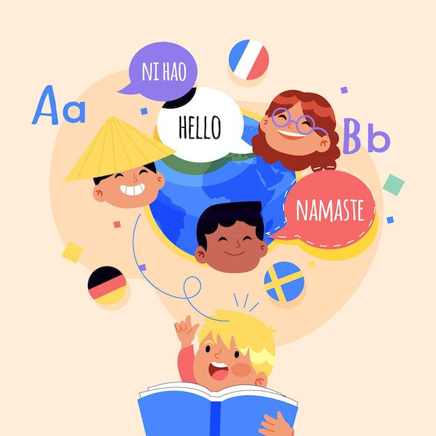 Vecteur gratuit illustration plate de la journée internationale de la langue maternelle