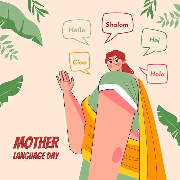 Vecteur gratuit illustration plate de la journée internationale de la langue maternelle