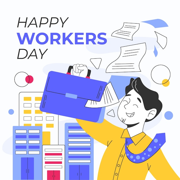 Vecteur gratuit illustration plate de la journée internationale des travailleurs