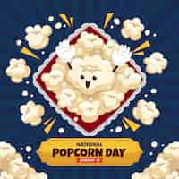 Vecteur gratuit illustration plate de la journée nationale du pop-corn