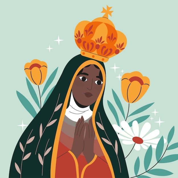 Vecteur gratuit illustration plate de nossa senhora aparecida