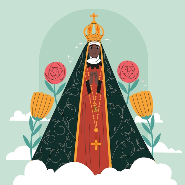 Vecteur gratuit illustration plate de nossa senhora aparecida