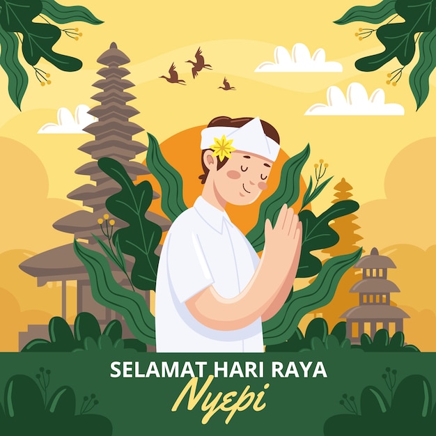 Vecteur gratuit illustration plate nyepi