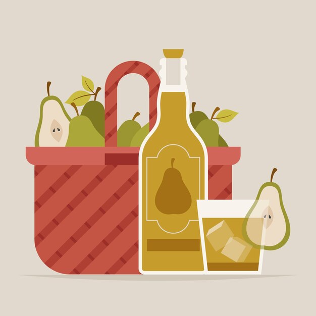 Illustration plate pour boisson au cidre de pomme