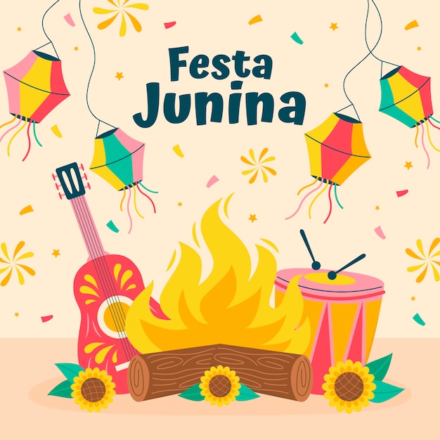 Vecteur gratuit illustration plate pour la célébration brésilienne des festas juninas