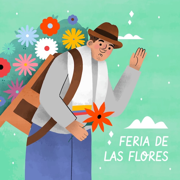 Vecteur gratuit illustration plate pour la célébration colombienne de la feria de las flores