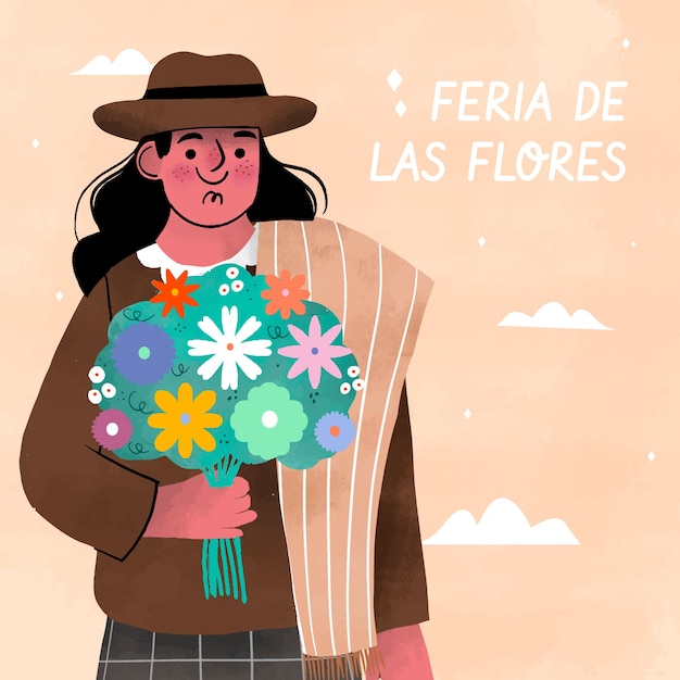 Vecteur gratuit illustration plate pour la célébration colombienne de la feria de las flores