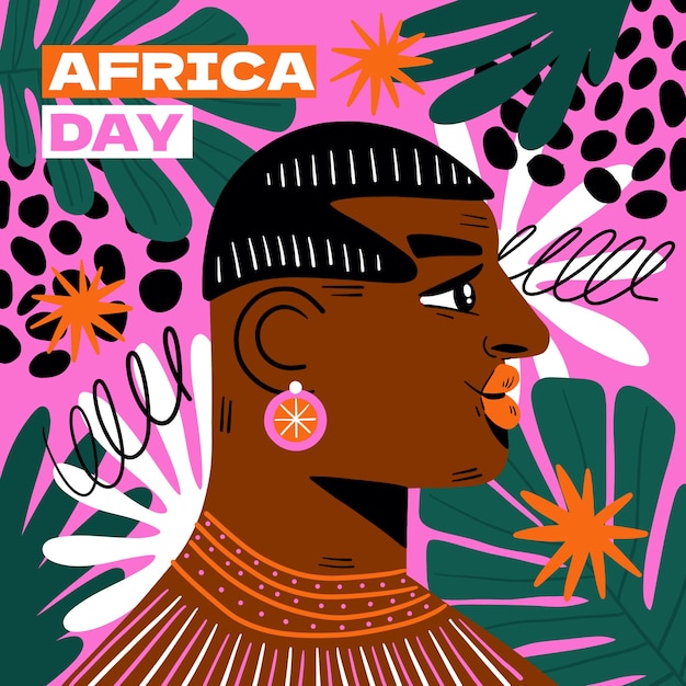 Vecteur gratuit illustration plate pour la célébration culturelle de la journée de l'afrique