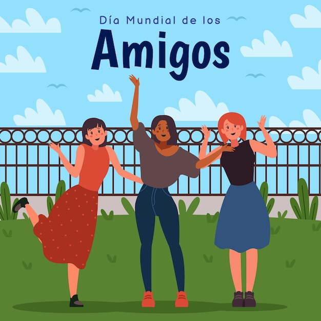 Illustration Plate Pour La Célébration De Dia Del Amigo Vecteur Gratuite