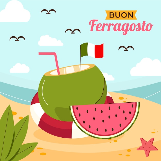 Vecteur gratuit illustration plate pour la célébration du ferragosto italien