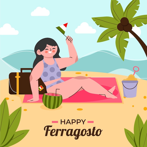 Vecteur gratuit illustration plate pour la célébration du ferragosto italien