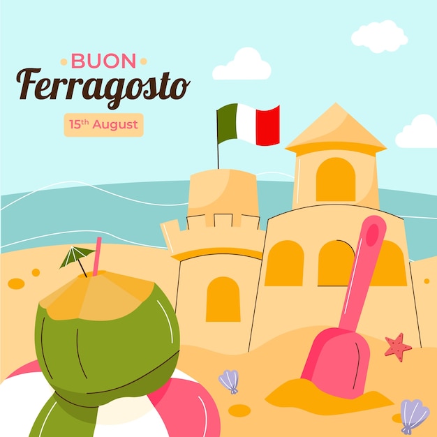 Vecteur gratuit illustration plate pour la célébration du ferragosto italien