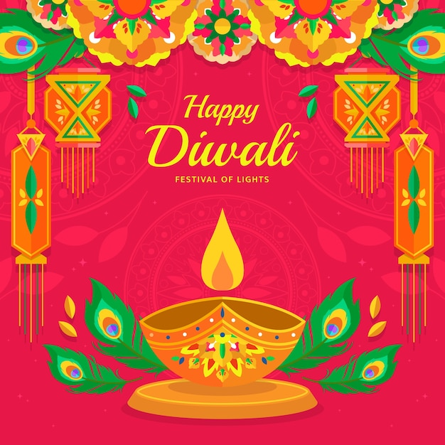Vecteur gratuit illustration plate pour la célébration du festival diwali