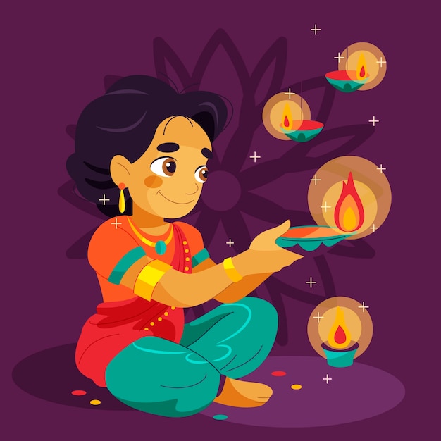 Illustration Plate Pour La Célébration Du Festival Hindou De Diwali