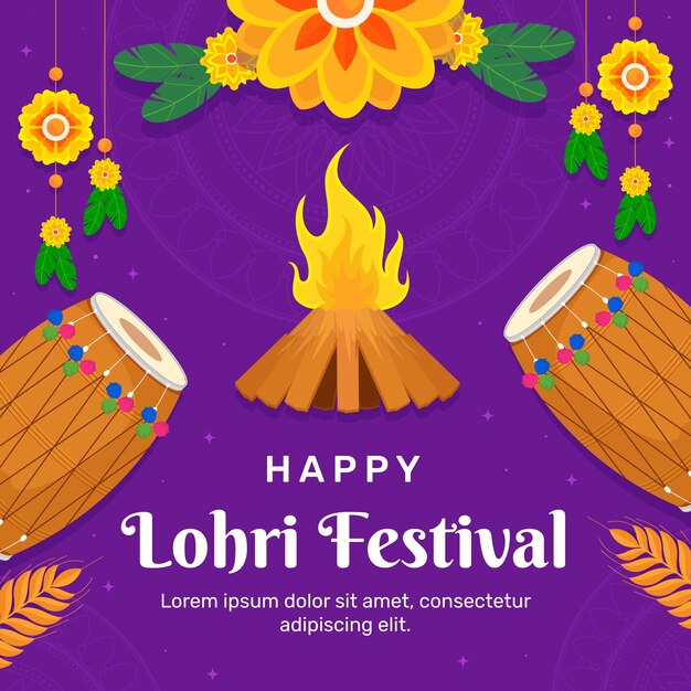 Vecteur gratuit illustration plate pour la célébration du festival lohri