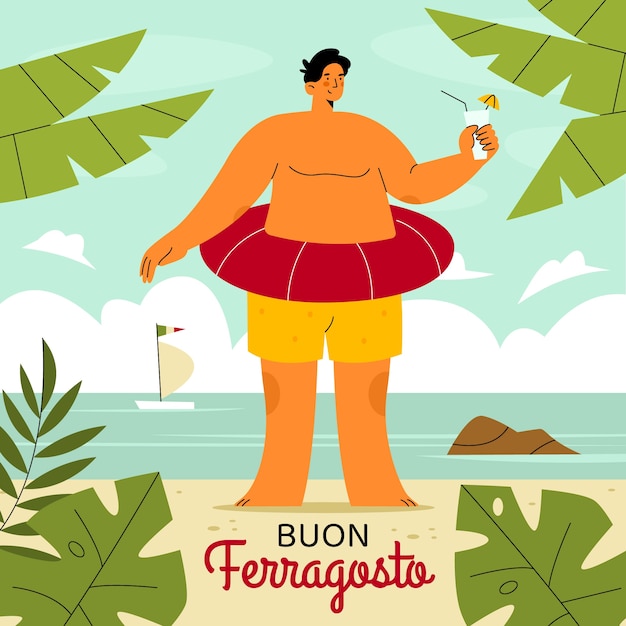 Vecteur gratuit illustration plate pour la célébration de ferragosto