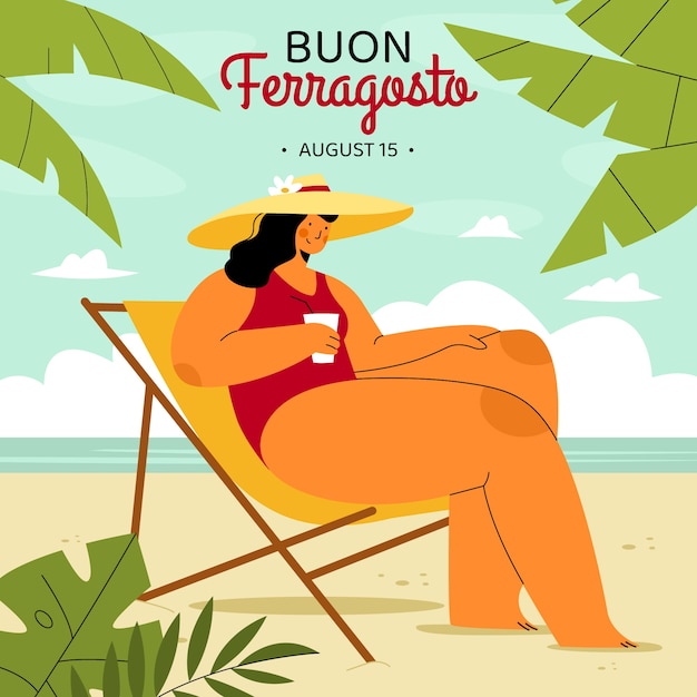 Vecteur gratuit illustration plate pour la célébration de ferragosto