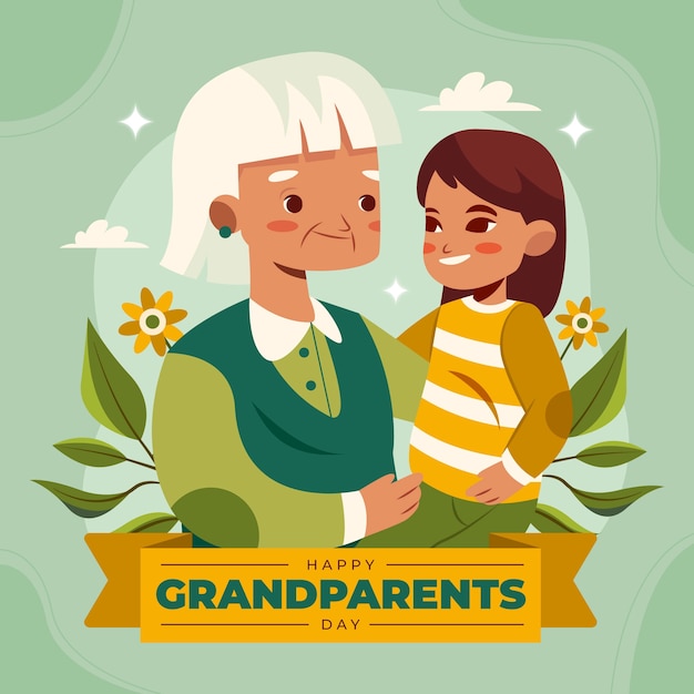 Vecteur gratuit illustration plate pour la célébration de la fête des grands-parents