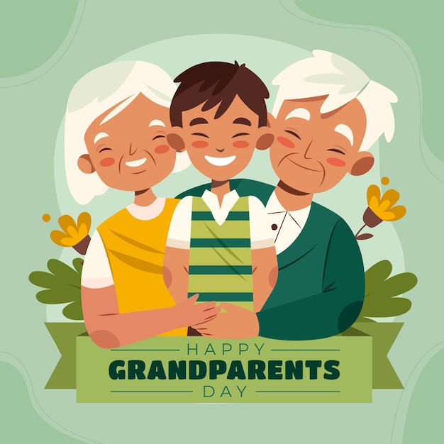 Vecteur gratuit illustration plate pour la célébration de la fête des grands-parents