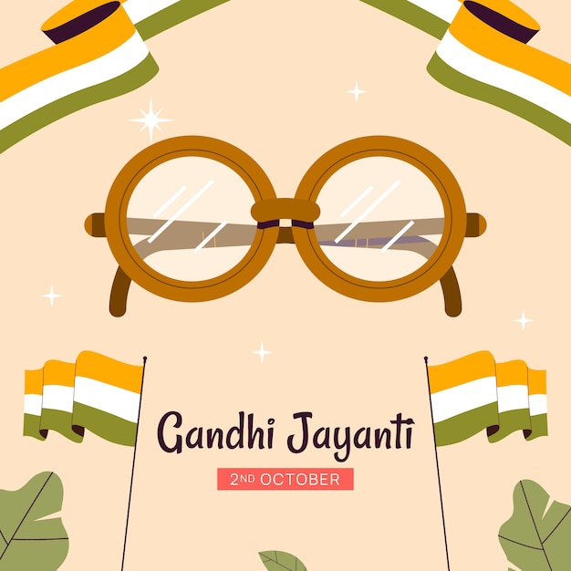 Vecteur gratuit illustration plate pour la célébration de gandhi jayanti