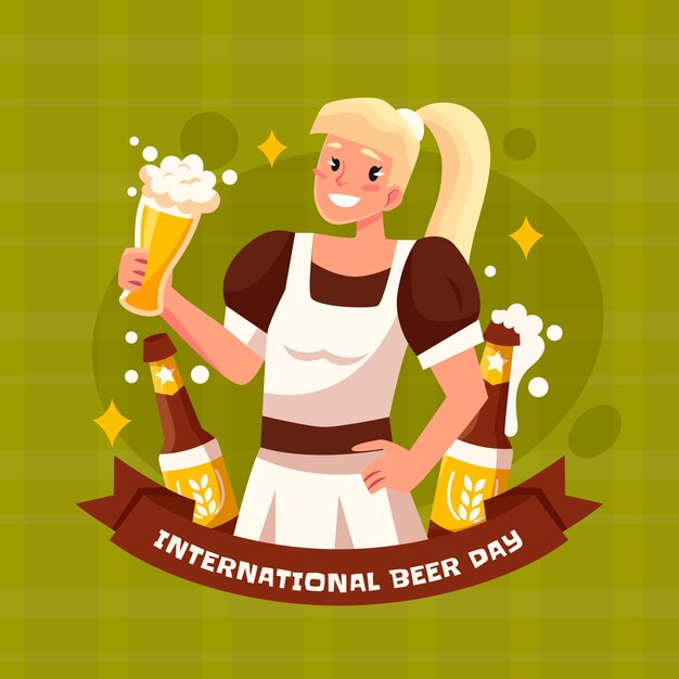 Illustration plate pour la célébration de la journée internationale de la bière