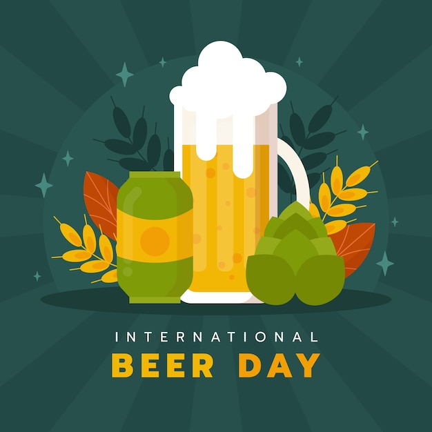 Vecteur gratuit illustration plate pour la célébration de la journée internationale de la bière