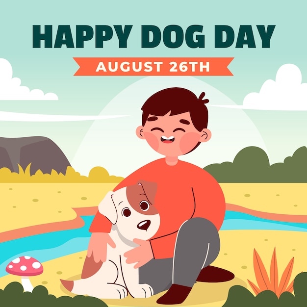 Vecteur gratuit illustration plate pour la célébration de la journée internationale du chien