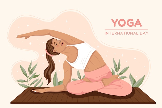 Illustration plate pour la célébration de la journée internationale du yoga