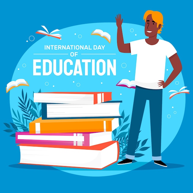 Illustration Plate Pour La Célébration De La Journée Internationale De L'éducation