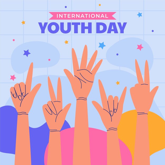 Illustration plate pour la célébration de la journée internationale de la jeunesse