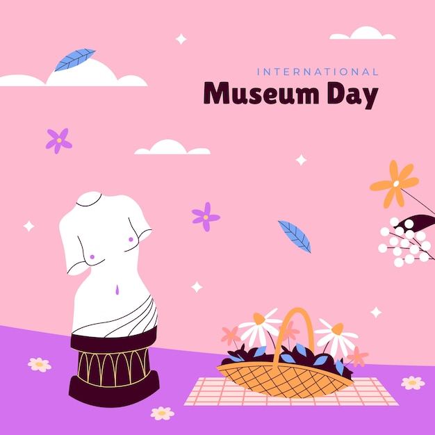 Illustration plate pour la célébration de la journée internationale des musées
