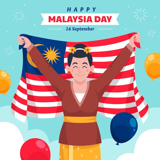 Vecteur gratuit illustration plate pour la célébration de la journée de la malaisie