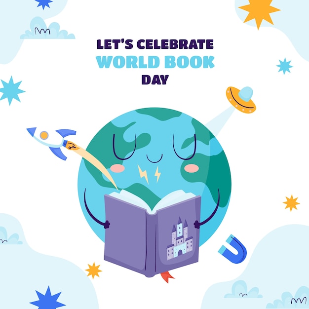 Vecteur gratuit illustration plate pour la célébration de la journée mondiale du livre