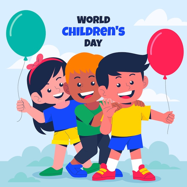 Illustration plate pour la célébration de la journée mondiale des enfants