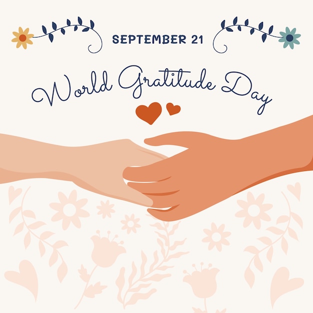 Vecteur gratuit illustration plate pour la célébration de la journée mondiale de gratitude