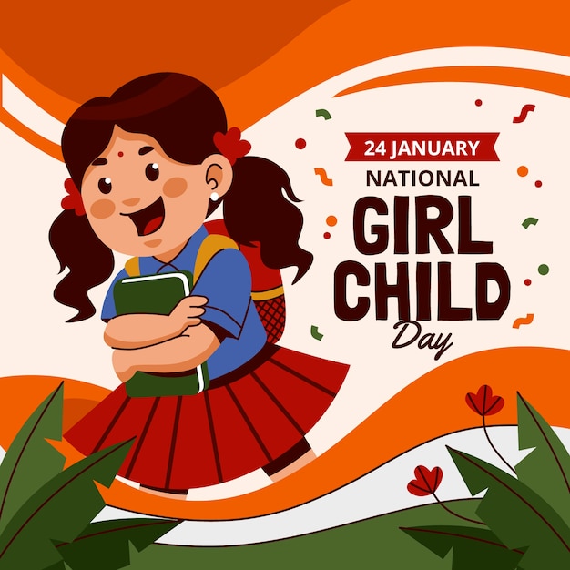Vecteur gratuit illustration plate pour la célébration de la journée nationale des filles