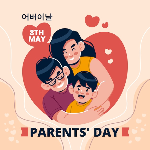 Illustration Plate Pour La Célébration De La Journée Des Parents Coréens