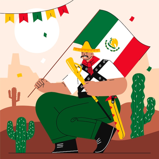 Illustration Plate Pour La Célébration De La Révolution Mexicaine