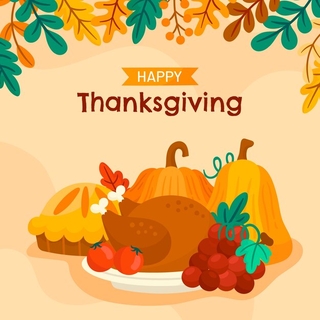 Vecteur gratuit illustration plate pour la célébration de thanksgiving