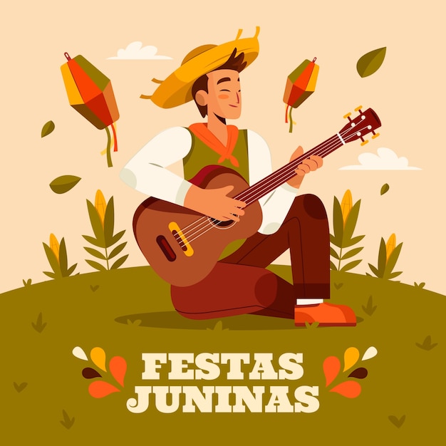 Vecteur gratuit illustration plate pour les célébrations brésiliennes des festas juninas