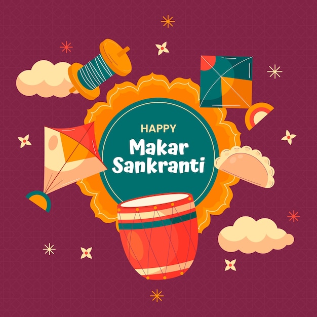 Vecteur gratuit illustration plate pour le festival de makar sankranti