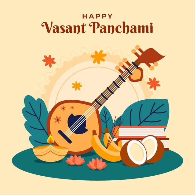 Vecteur gratuit illustration plate pour le festival vasant panchami