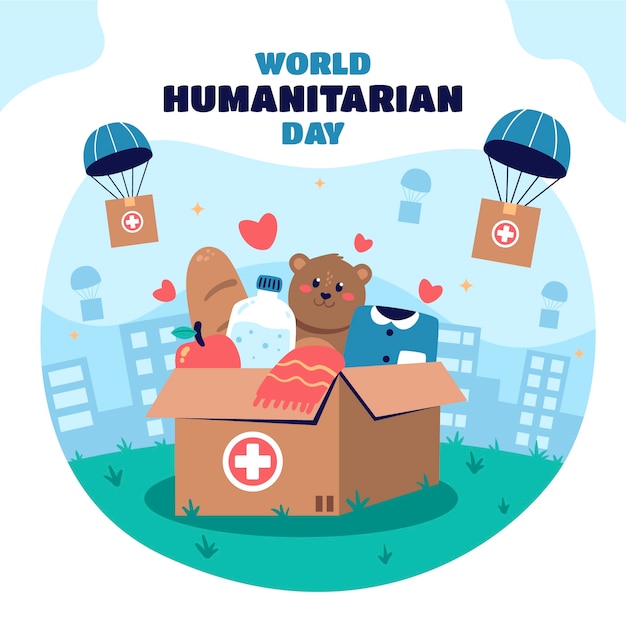 Vecteur gratuit illustration plate pour la journée humanitaire mondiale