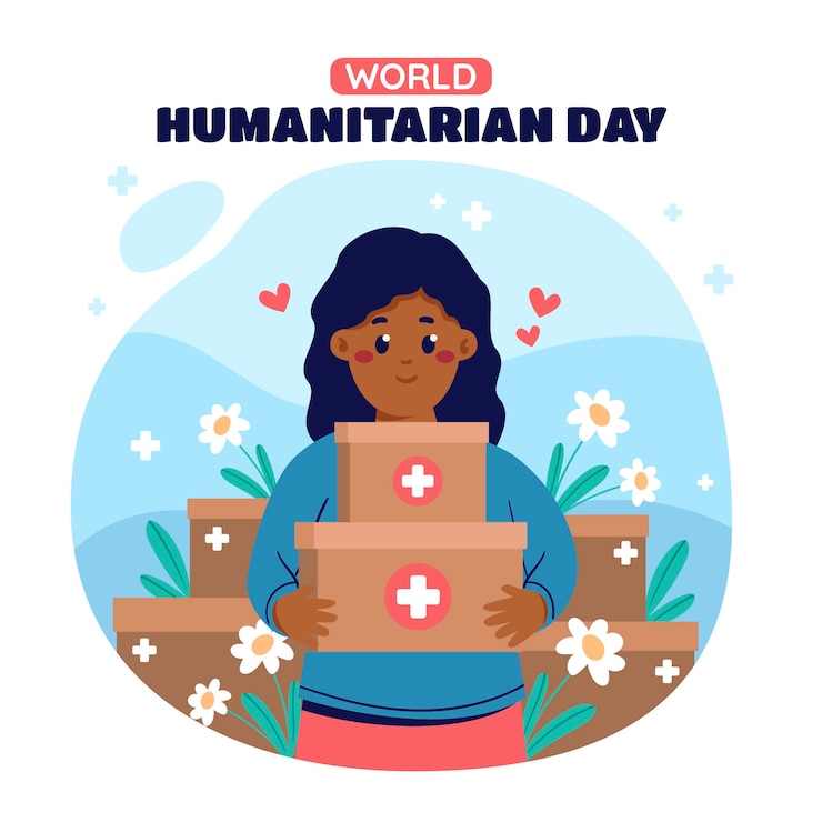 Vecteur gratuit illustration plate pour la journée humanitaire mondiale