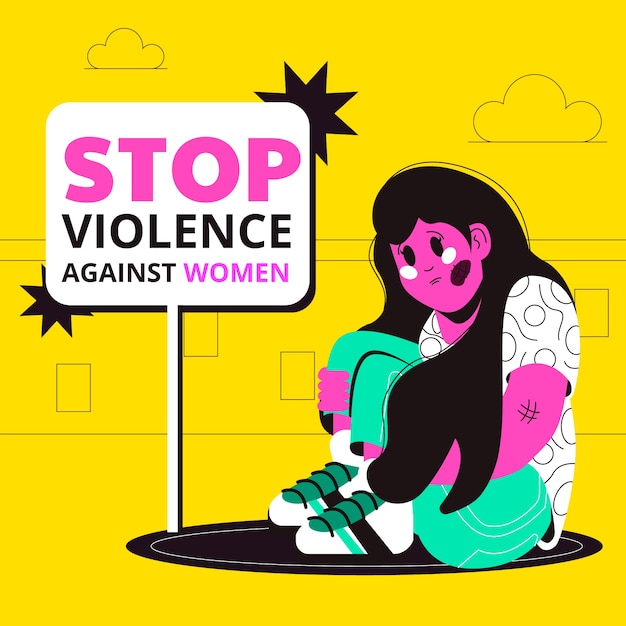 Vecteur gratuit illustration plate pour la journée internationale pour l'élimination de la violence à l'égard des femmes