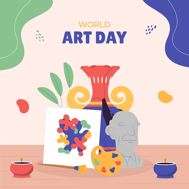 Vecteur gratuit illustration plate pour la journée mondiale de l'art